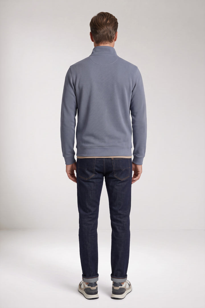 Two-Tone Half-Zip Sweater - Lichtblauw