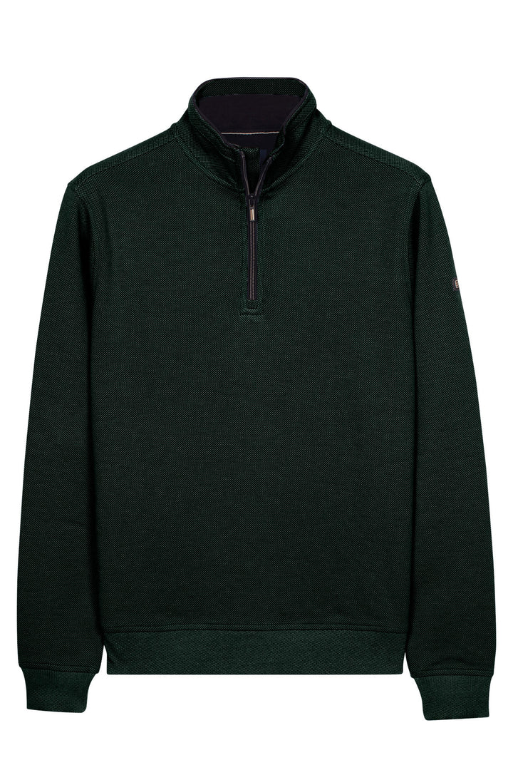 Two-Tone Half-Zip Sweater - Groen