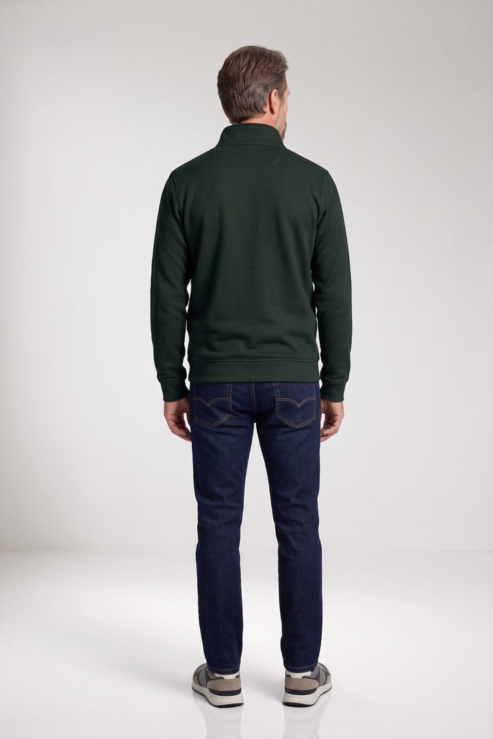 Two-Tone Half-Zip Sweater - Groen