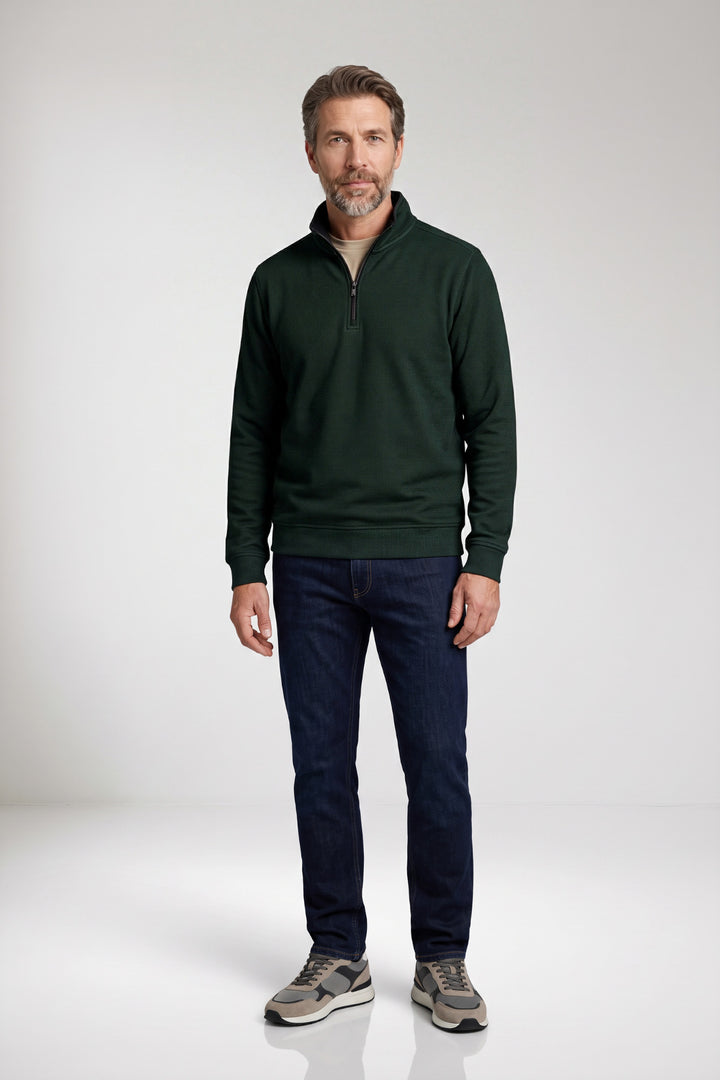 Two-Tone Half-Zip Sweater - Groen
