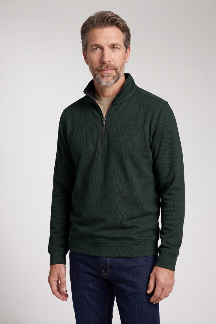 Two-Tone Half-Zip Sweater - Groen