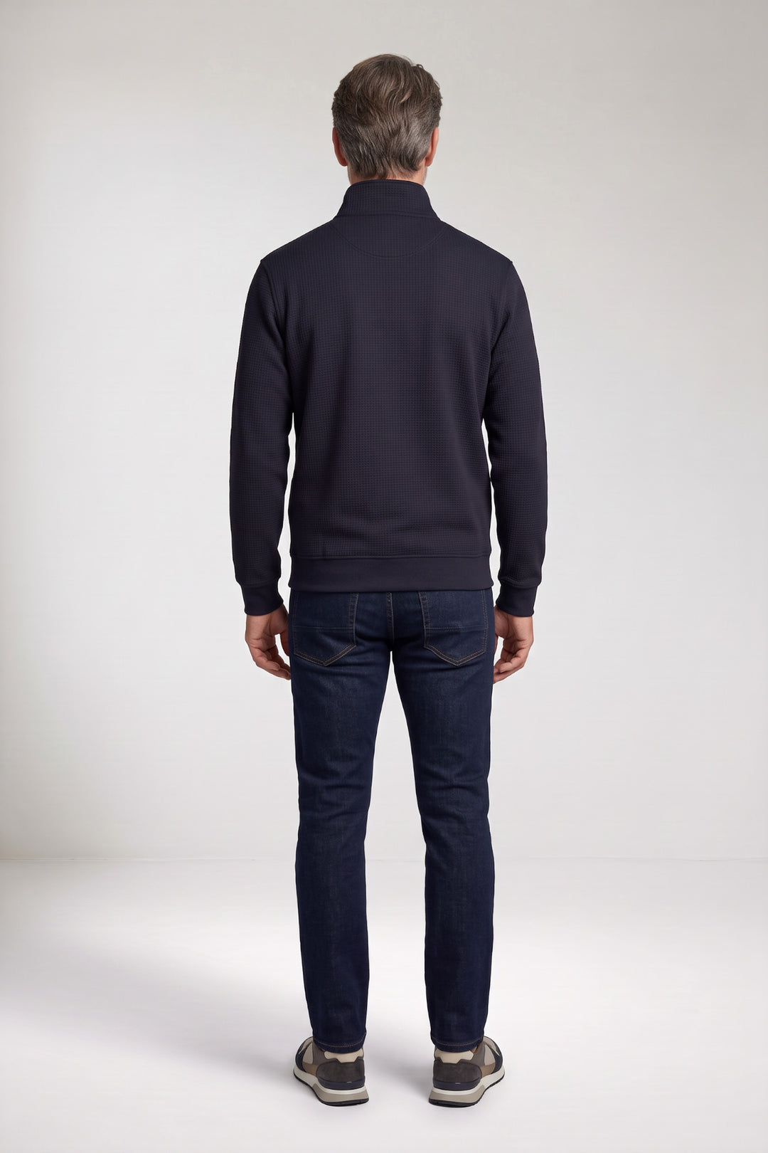 Double Face Half-Zip Sweater - Navy