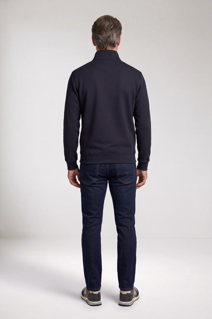 Double Face Half-Zip Sweater - Navy