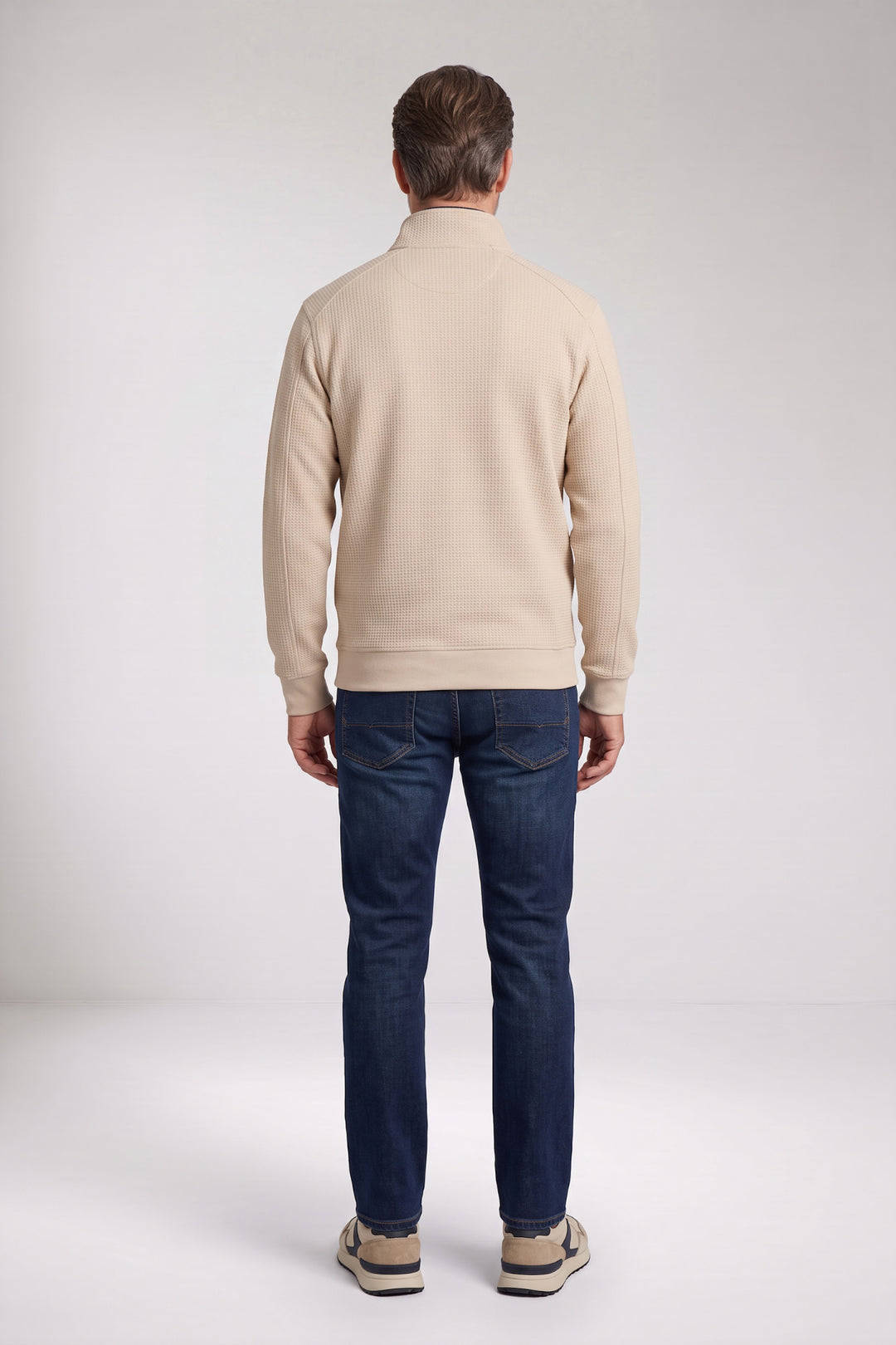 Double Face Half-Zip Sweater - Beige