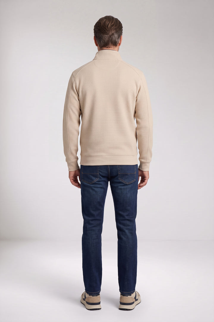Double Face Half-Zip Sweater - Beige