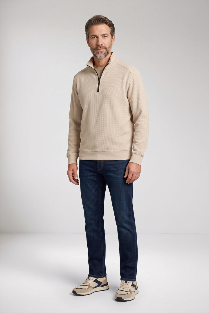Double Face Half-Zip Sweater - Beige