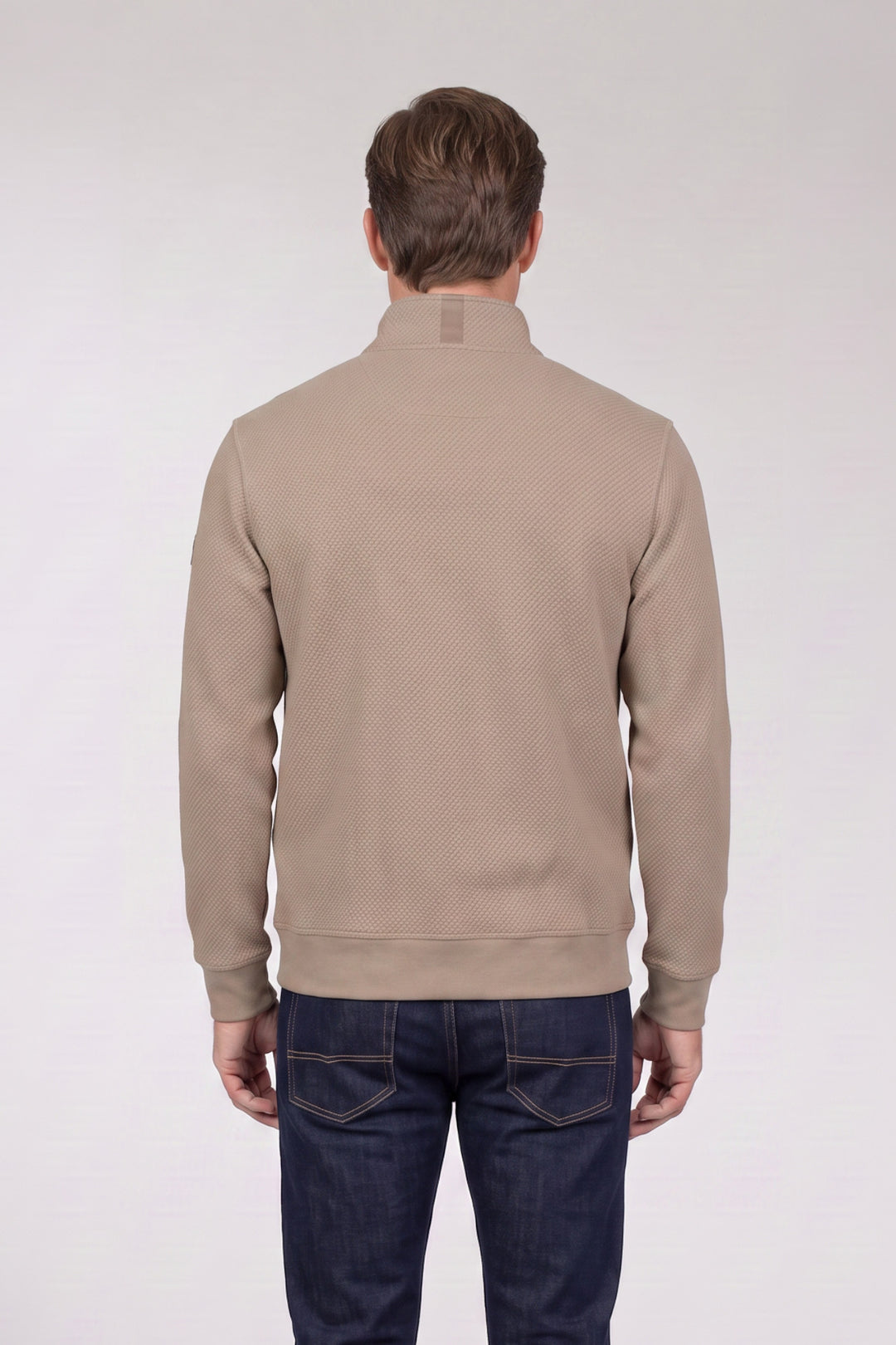 Jacquard Half-Zip Sweater - Beige