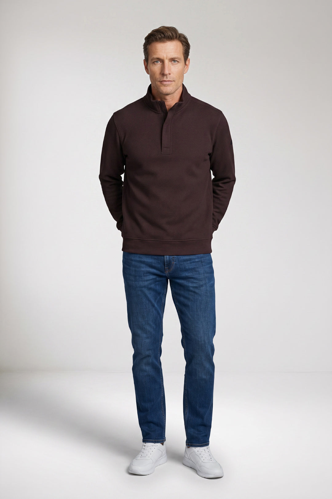 Jacquard Half-Zip Sweater - Purple