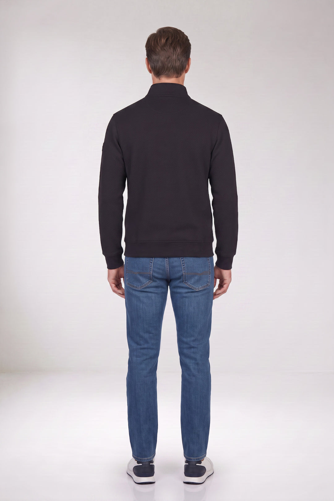 Jacquard Half-Zip Sweater - Blauw