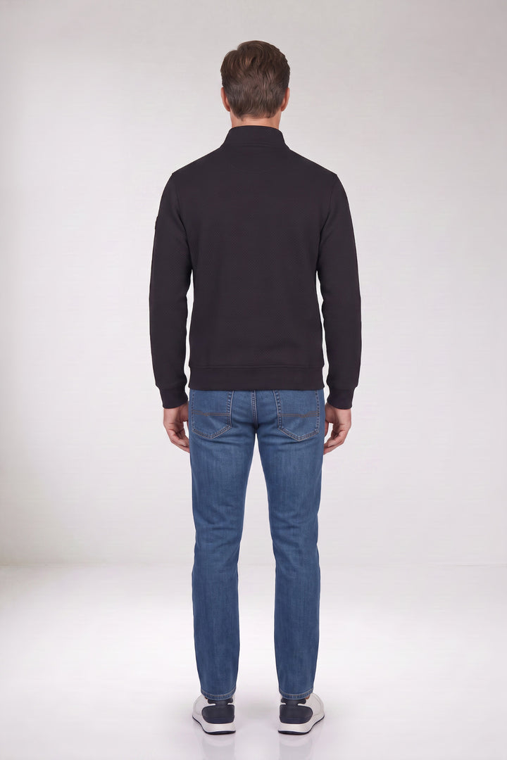 Jacquard Half-Zip Sweater - Blauw