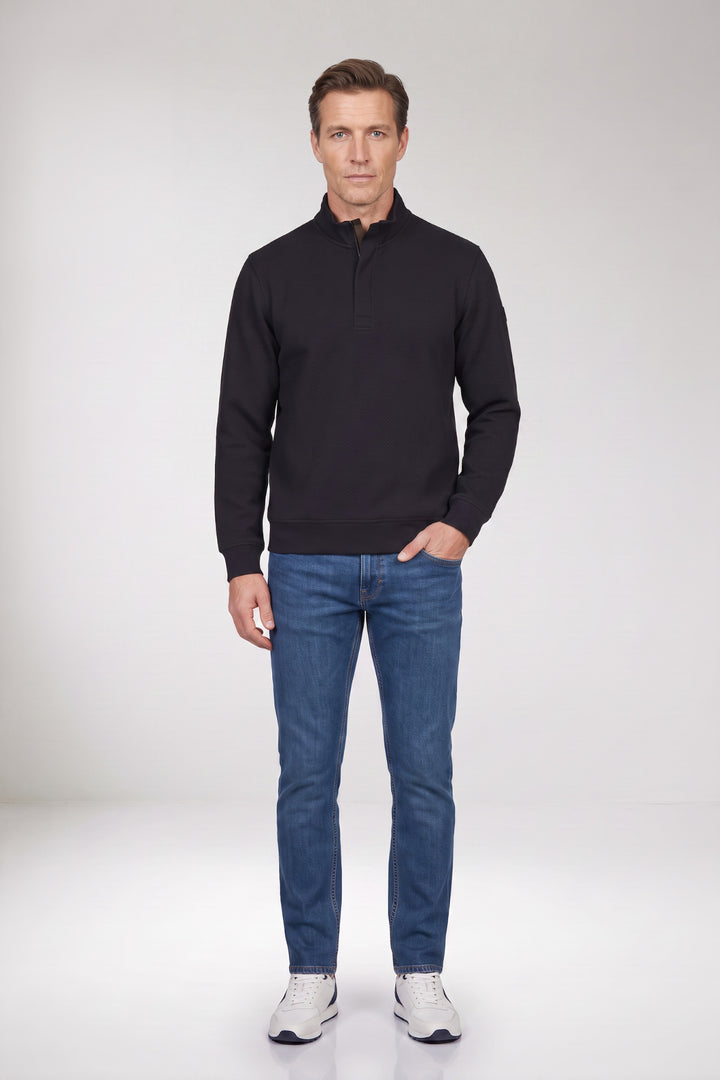 Jacquard Half-Zip Sweater - Blauw