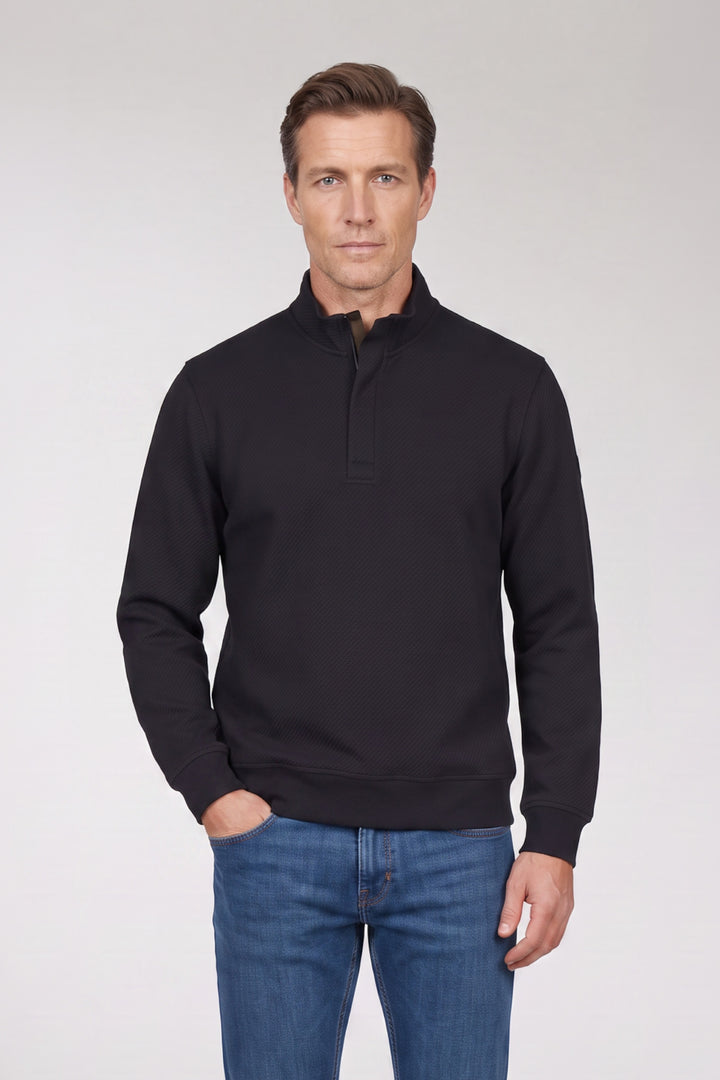 Jacquard Half-Zip Sweater - Blauw