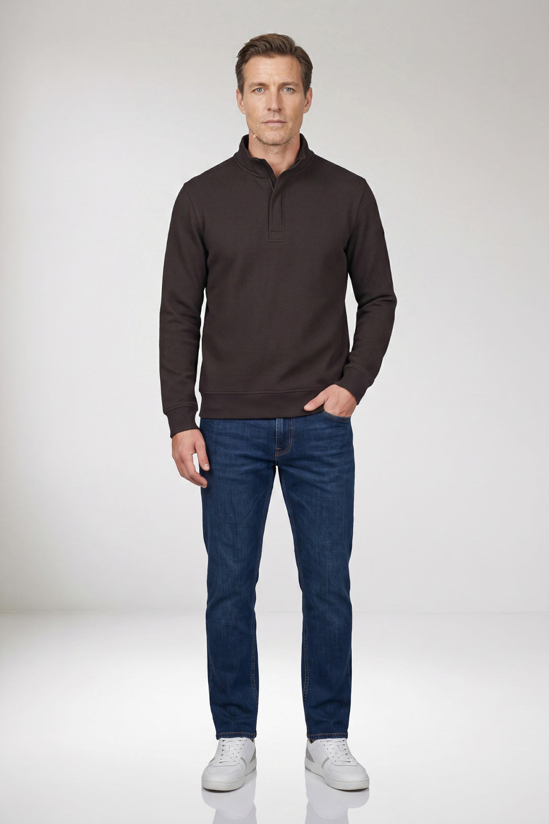 Jacquard Half-Zip Sweater - Bruin