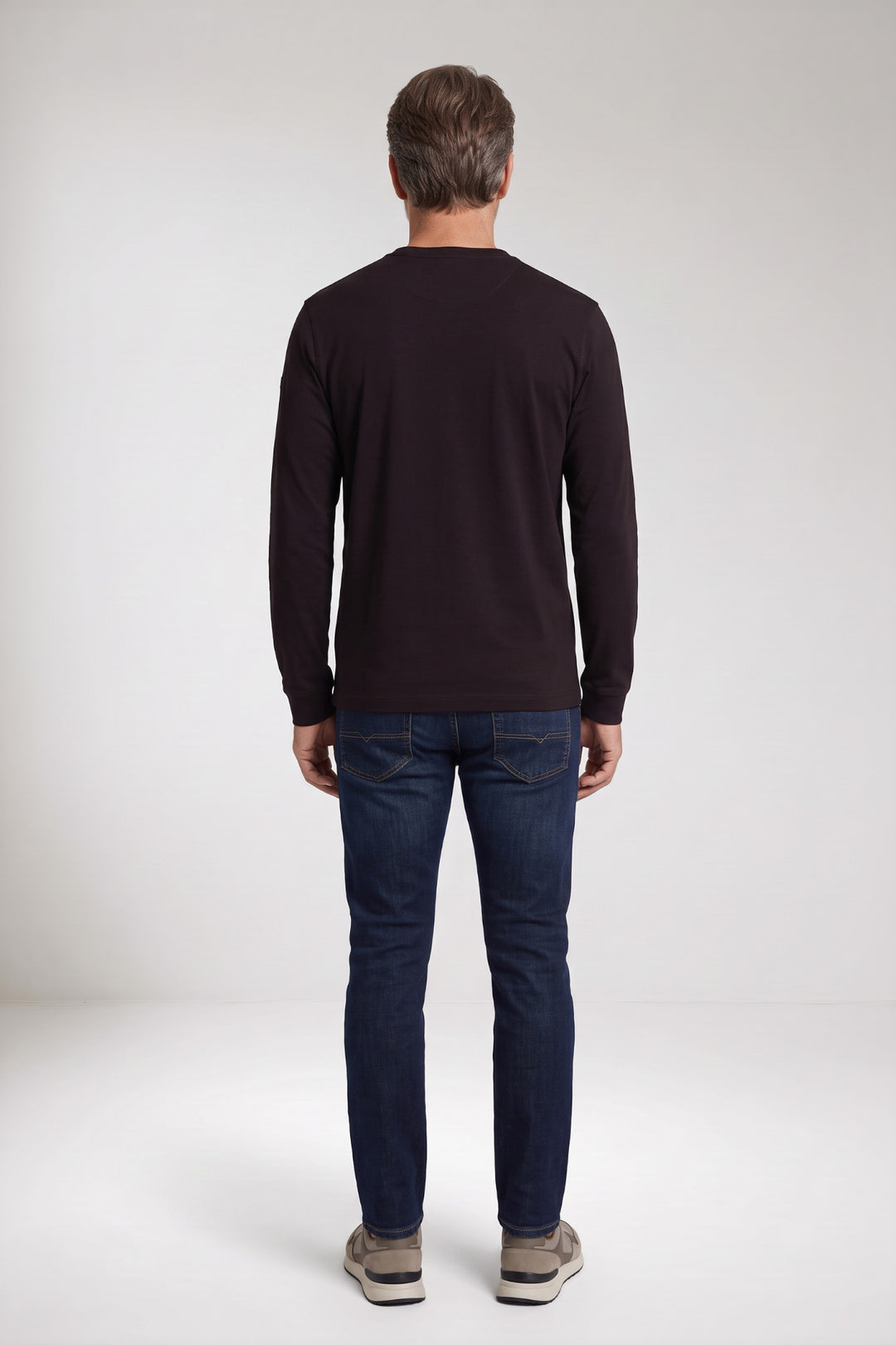 Katoenmix Longsleeve - Blauw