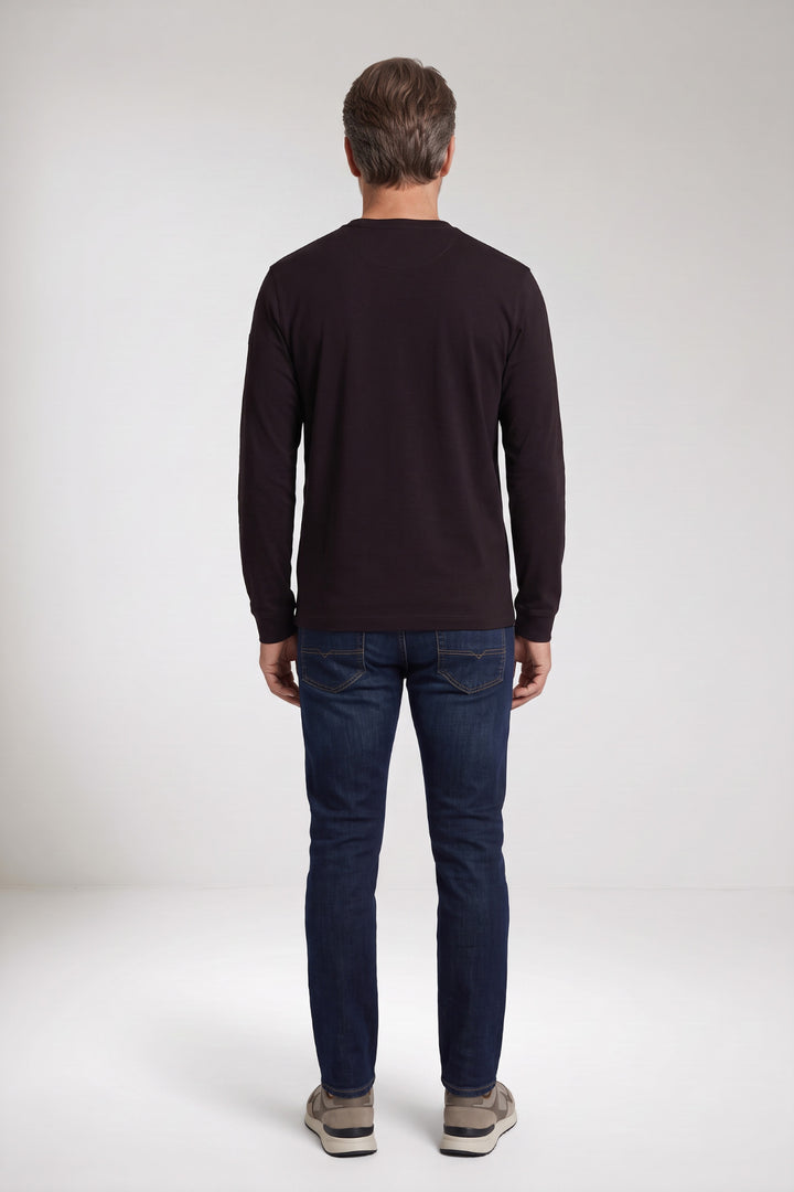 Katoenmix Longsleeve - Blauw