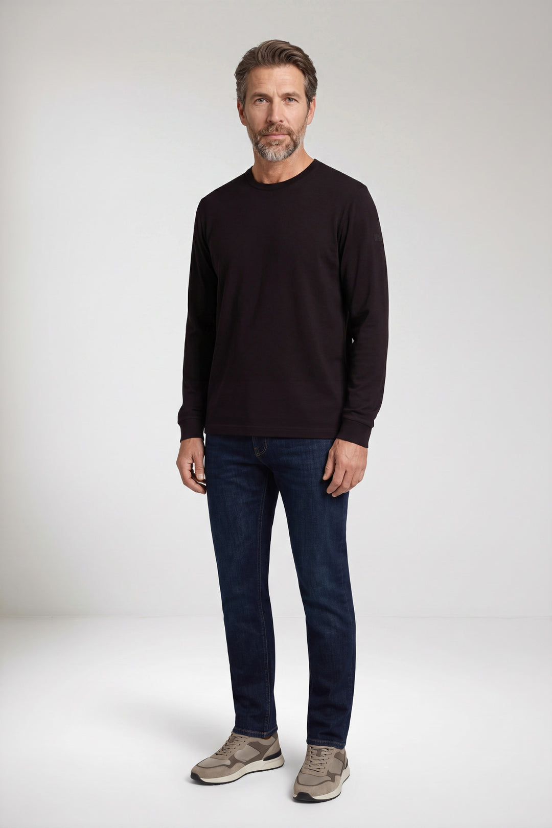 Katoenmix Longsleeve - Blauw
