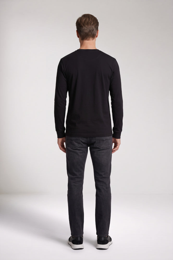 Katoenmix Longsleeve - Zwart