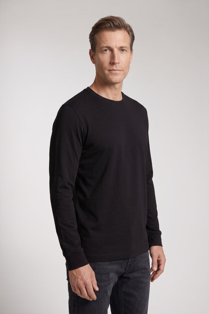Katoenmix Longsleeve - Zwart