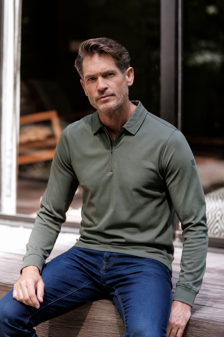 Poloshirt met Half-Zip - Groen