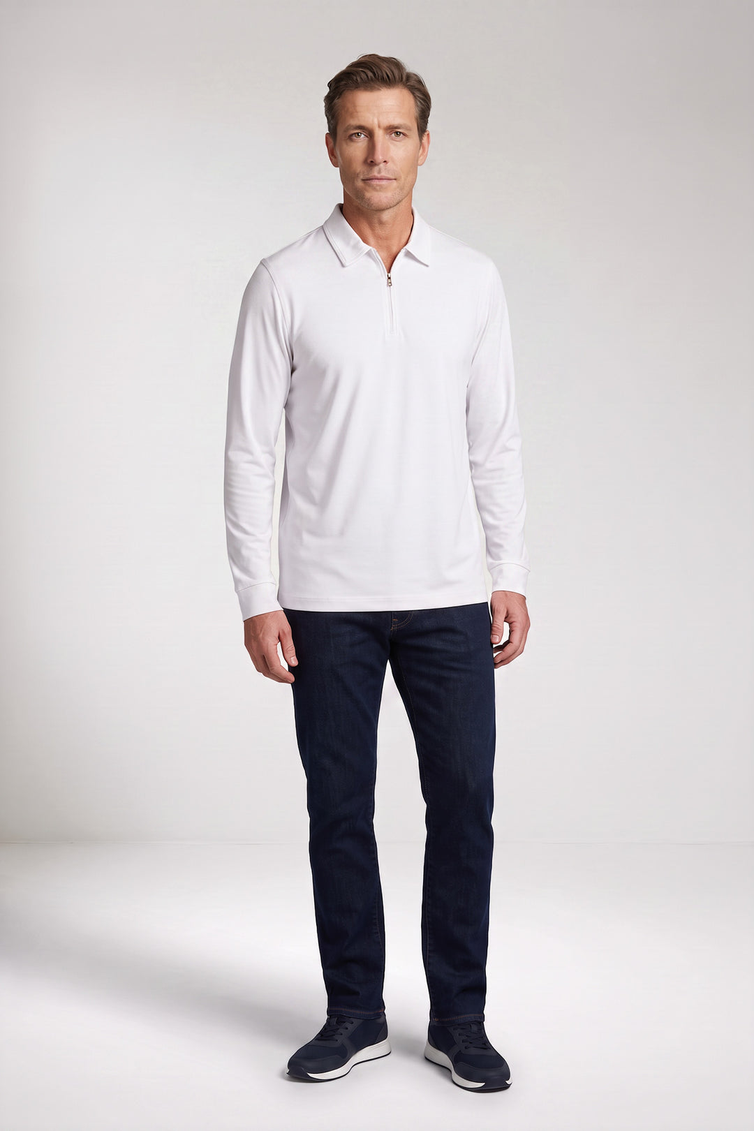 Half-Zip Polo Shirt - White