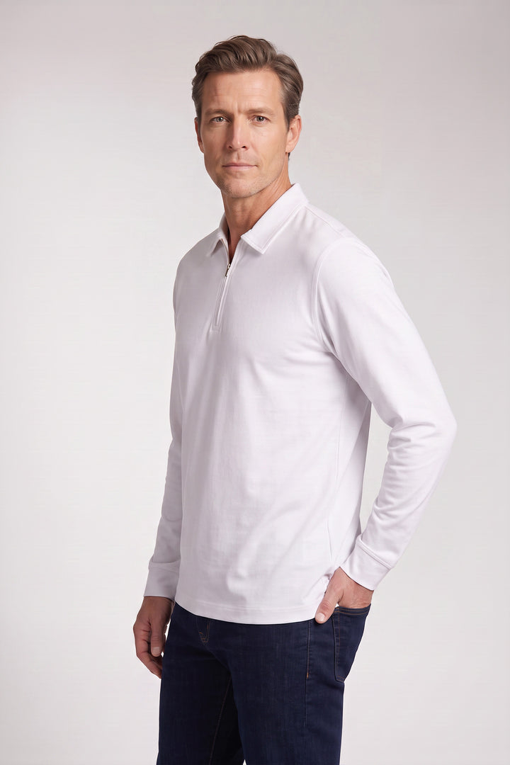 Half-Zip Polo Shirt - White