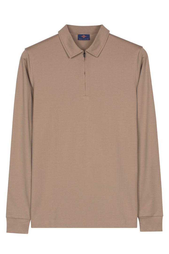 Poloshirt met Half-Zip - Beige