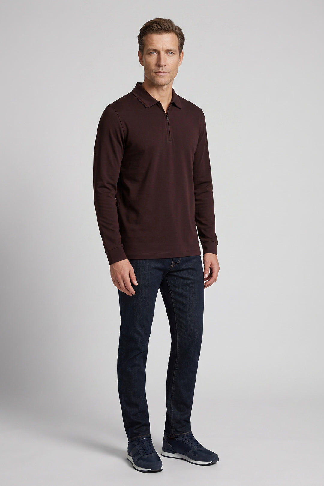 Half-Zip Polo Shirt - Purple