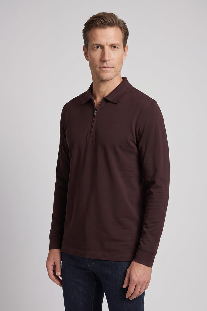 Half-Zip Polo Shirt - Purple