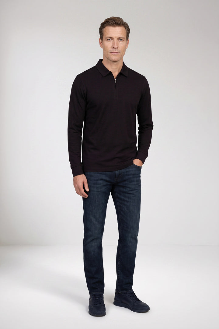 Poloshirt met Half-Zip - Blauw