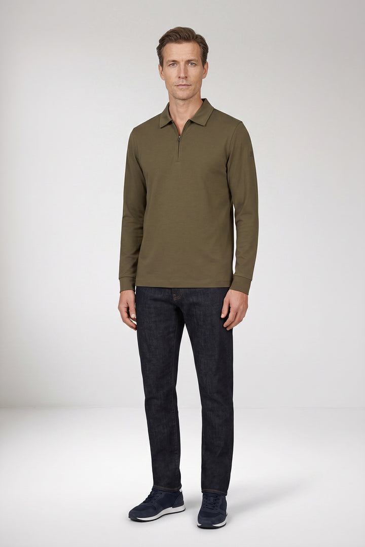 Poloshirt met Half-Zip - Groen