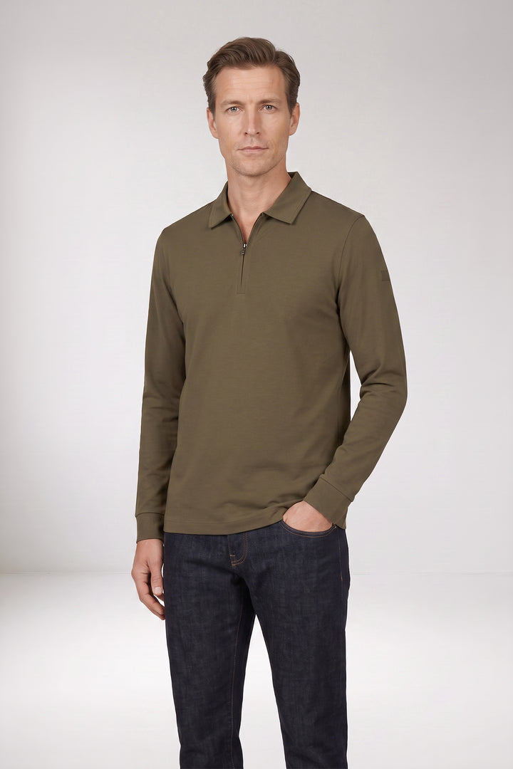 Poloshirt met Half-Zip - Groen