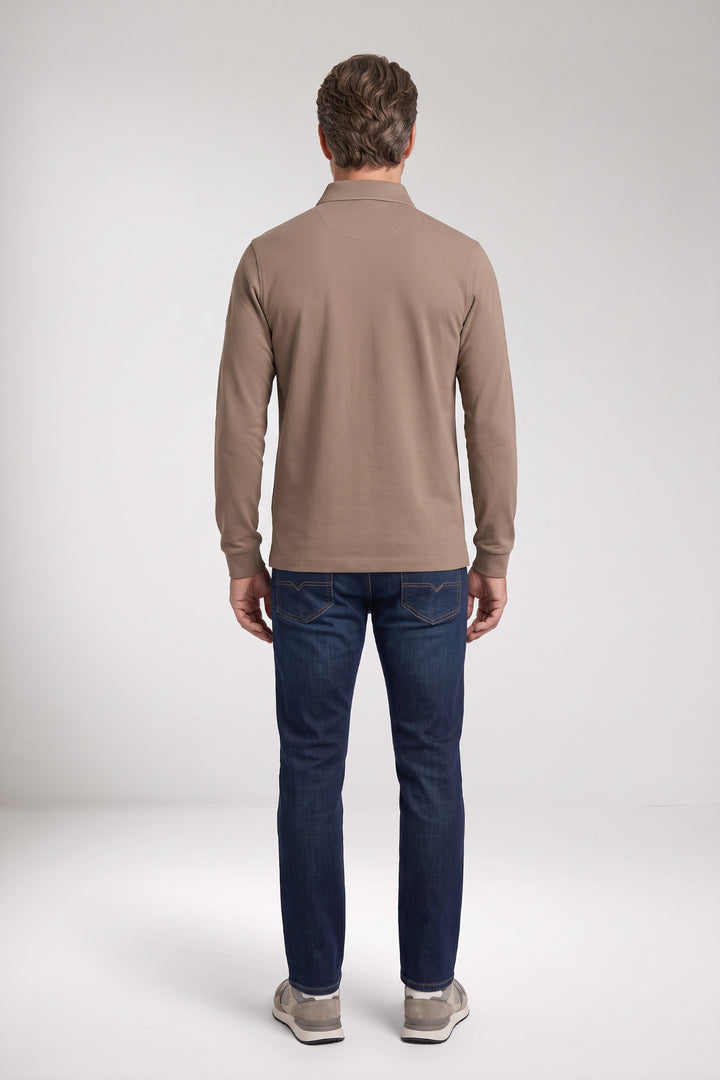 Katoenmix Poloshirt - Beige