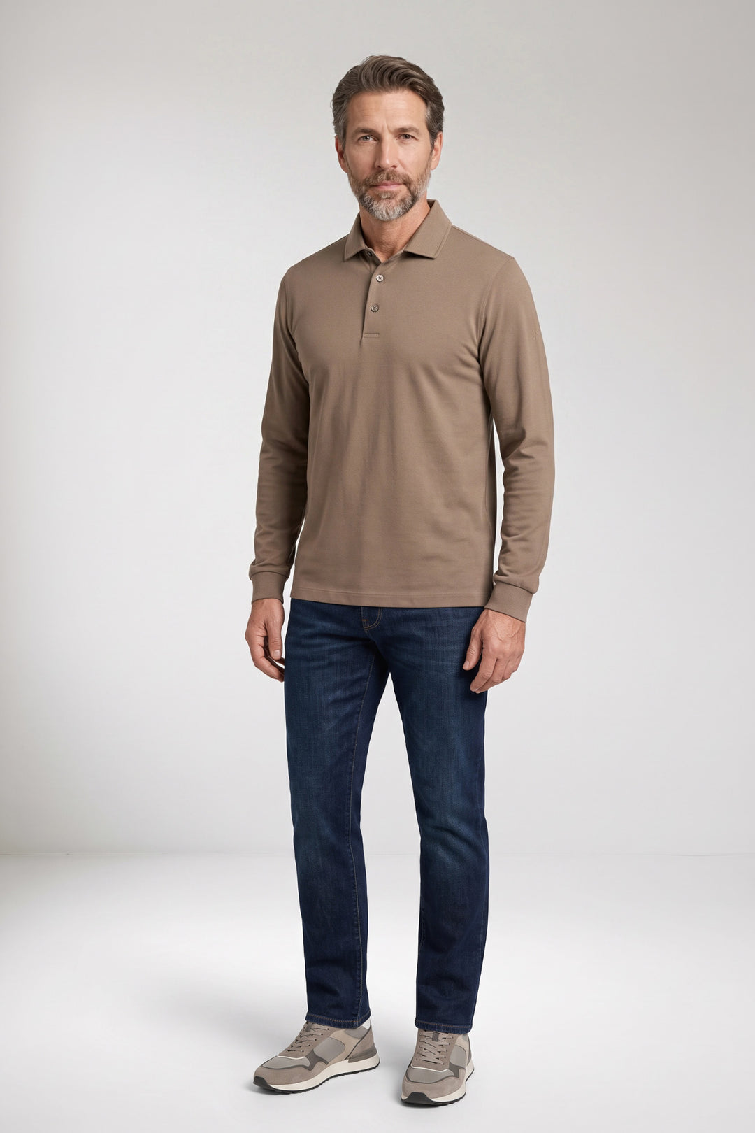 Katoenmix Poloshirt - Beige