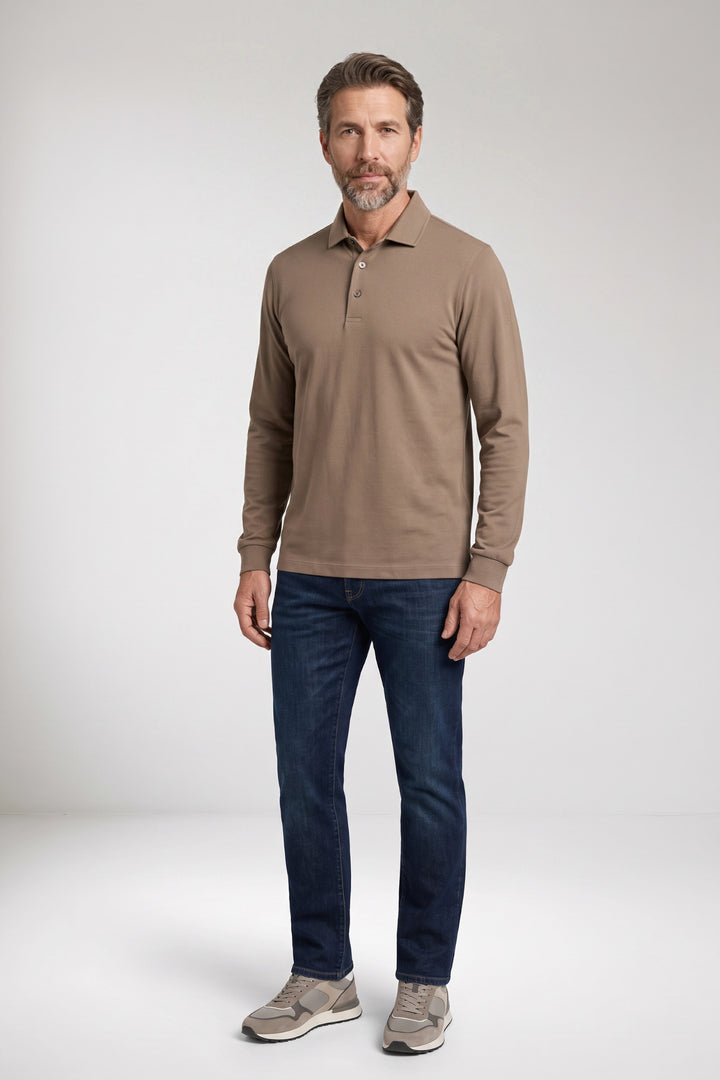 Katoenmix Poloshirt - Beige