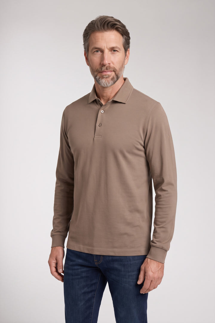 Katoenmix Poloshirt - Beige