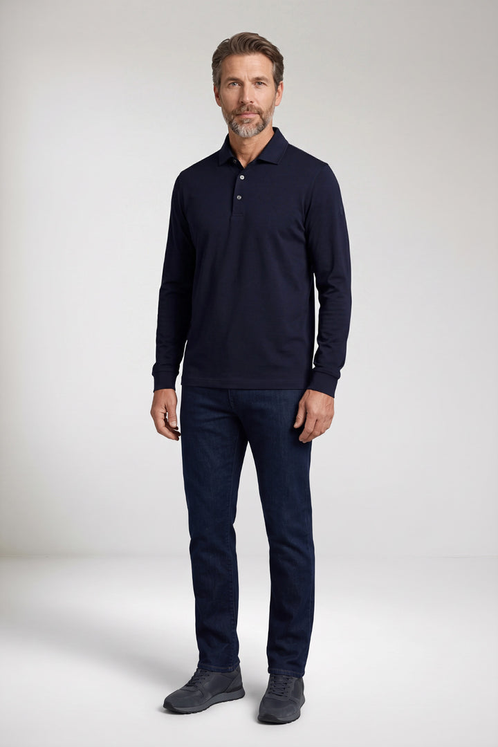 Katoenmix Poloshirt - Blauw