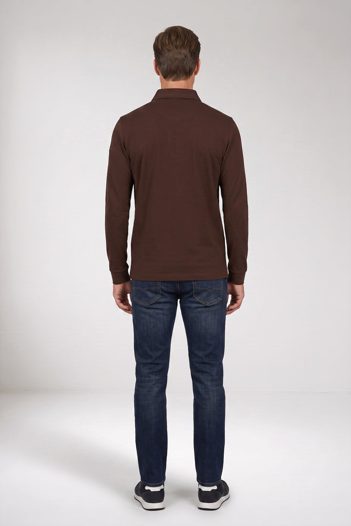 Katoenmix Poloshirt - Bruin