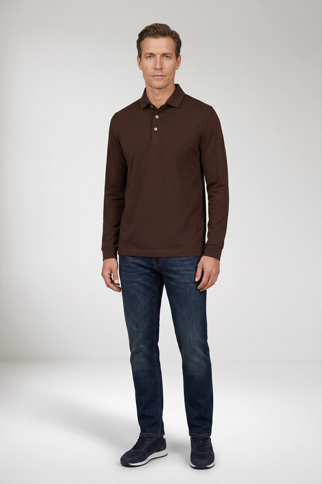 Katoenmix Poloshirt - Bruin