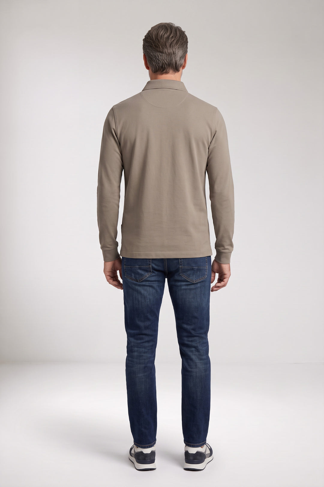 Cotton Blend Polo Shirt - Light Gray