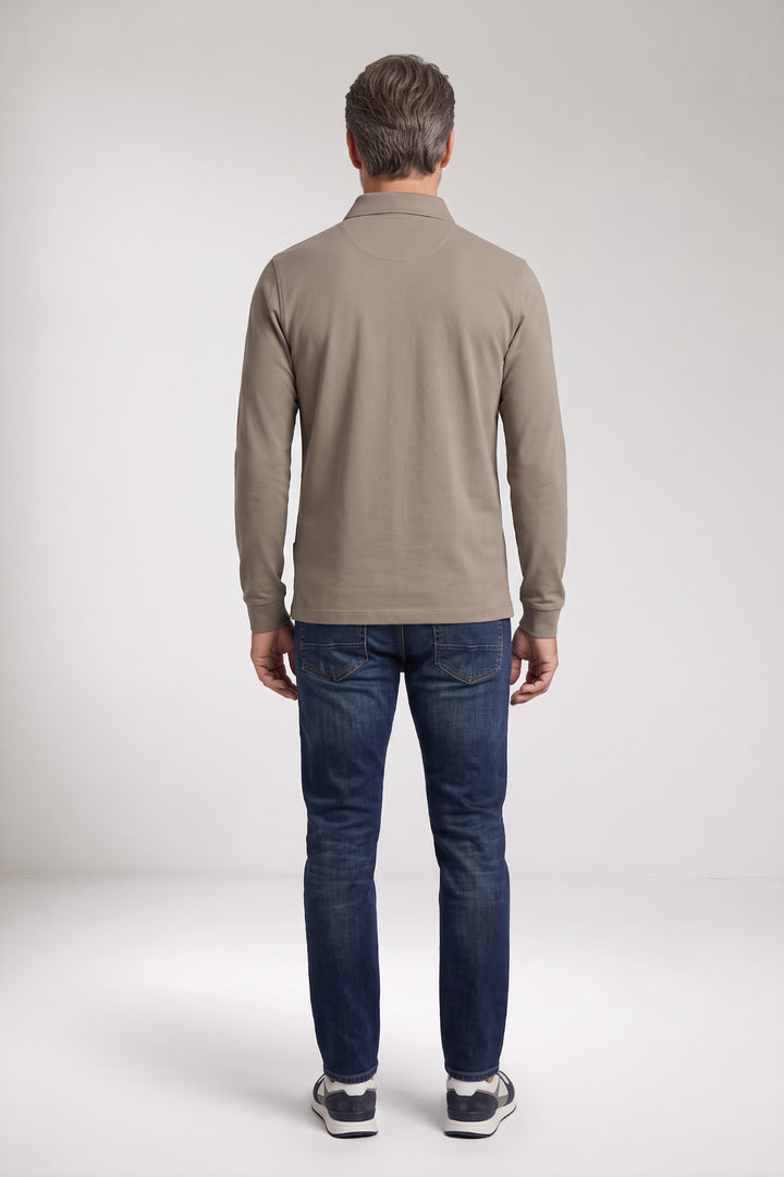 Cotton Blend Polo Shirt - Light Gray