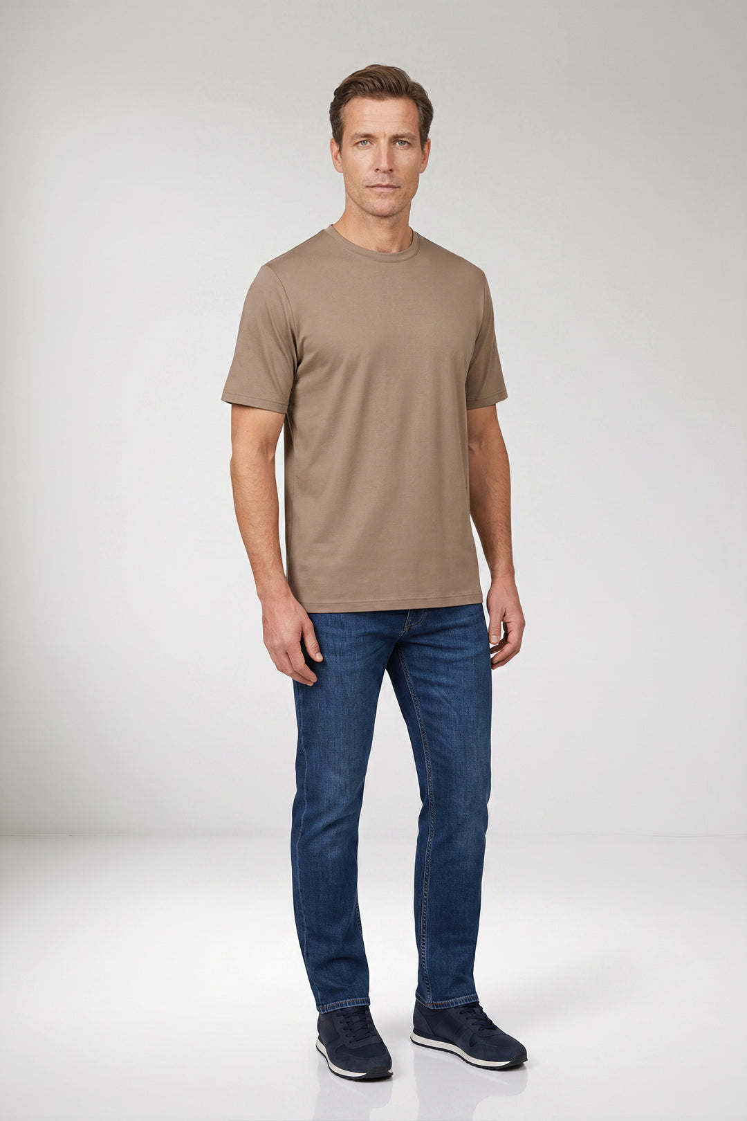 Katoenmix T-shirt - Beige