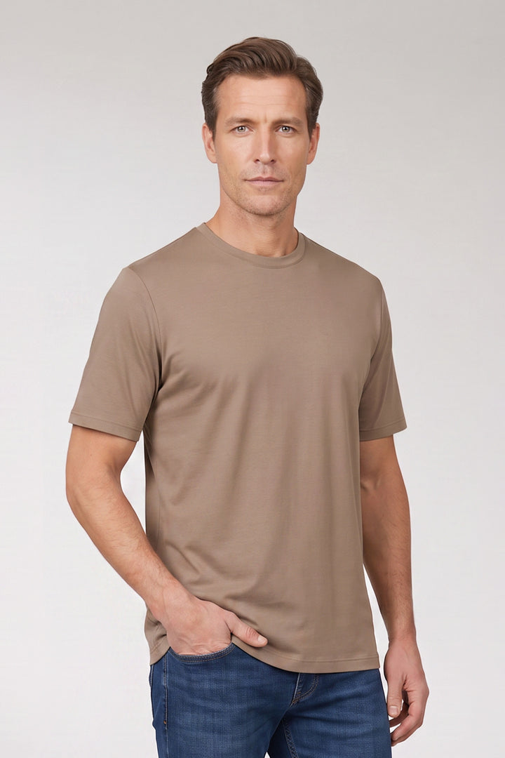 Katoenmix T-shirt - Beige