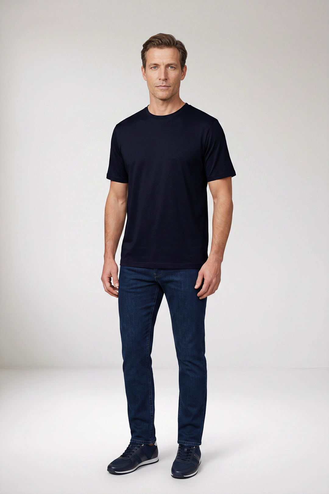 Katoenmix T-shirt - Blauw