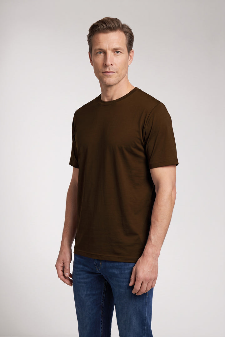 Cotton-blend T-shirt - Brown