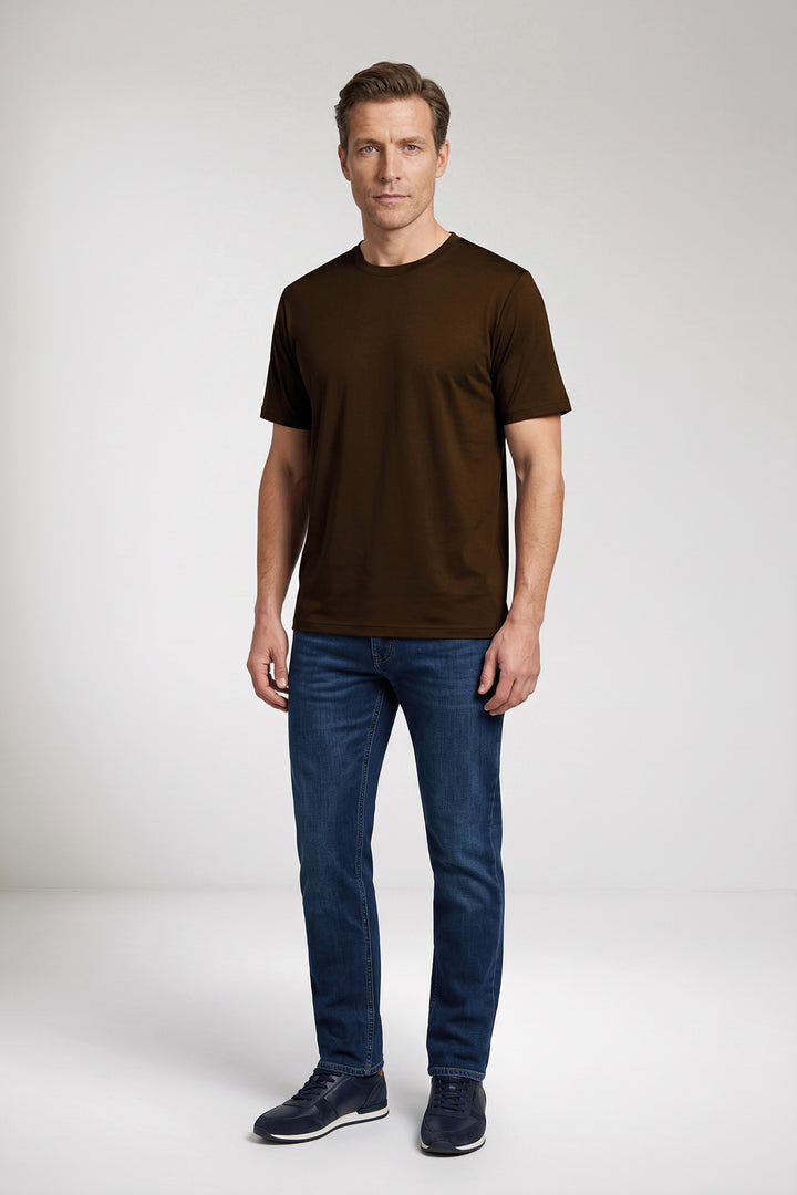 Cotton-blend T-shirt - Brown