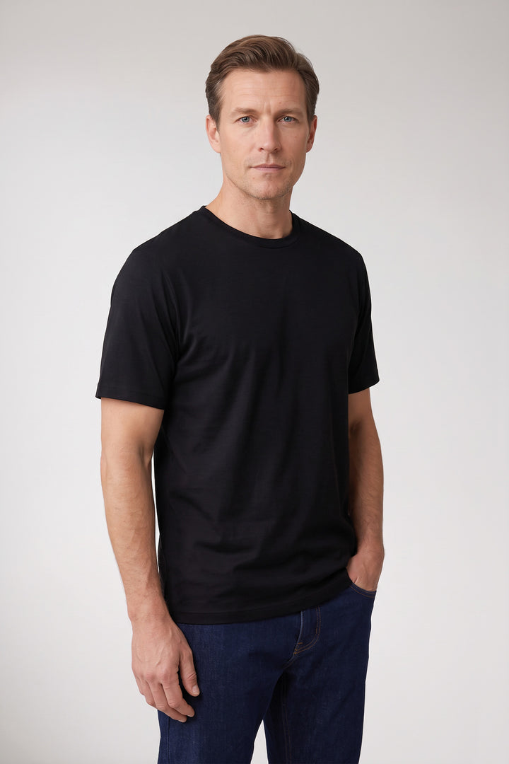 Cotton-blend T-shirt - Black