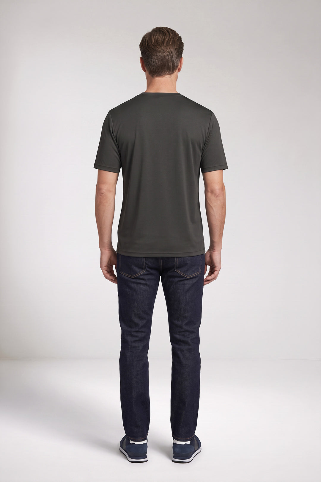 Katoenmix T-shirt - Donkergrijs