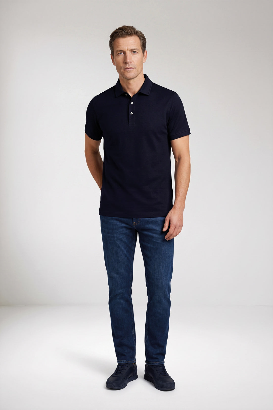 Katoenmix Polo - Blauw