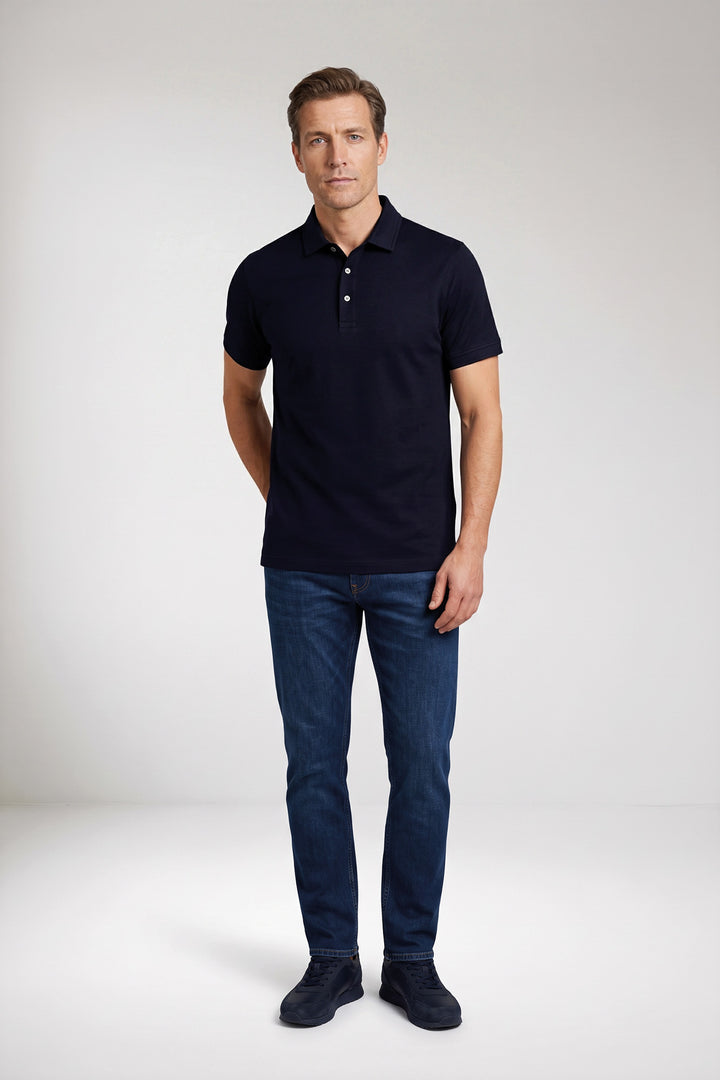 Katoenmix Polo - Blauw