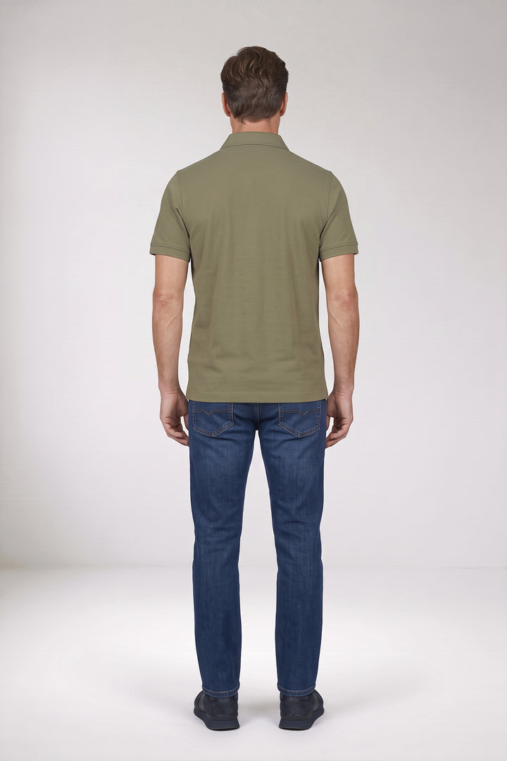 Cotton Blend Polo - Dark Green